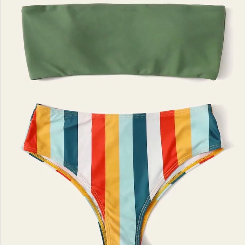Shein bikini, bandeau top and high waisted bottoms